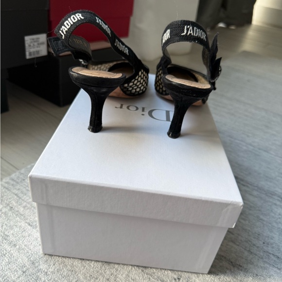 Dior Black Mesh Slingback Heels - Picture 4 of 5